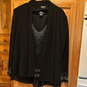 Elegant and beautiful swing jacket and rhinestone decorated tank top